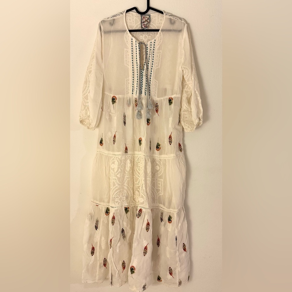 Johnny Was Stephanie Cleo Georgette Dress - Vanilla Cream Small